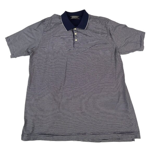 Pro Tour Men's Polo Shirt Double Micronized 100% Cotton XXL Blue White Striped - Picture 1 of 3
